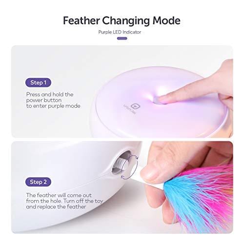 Interactive Cat Toys, VAVA Pet Cat Toys Three Modes Day&Night Play Automatic Randomly Stimulates Cat's Senses Easy Replace Feather(Included Battery&Spare Feather)