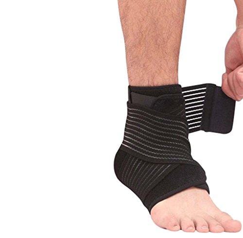 Faswin 2 Pack Nonslip Breathable Ankle Brace with Compression Wrap Support, One Size, Black