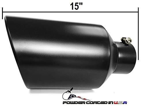Powder Coated Bolt On Diesel Exhaust Tip 4" inlet 8" Outlet 15" Long (BLACK)