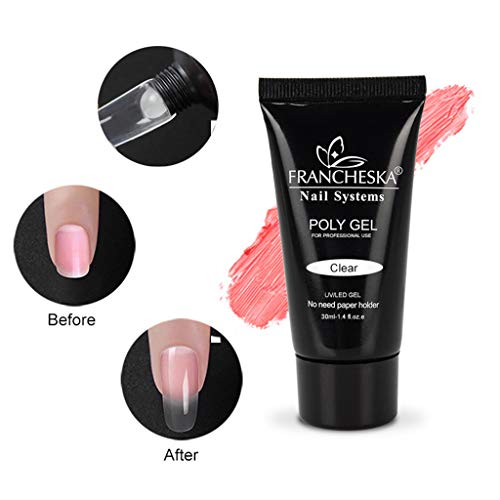 Poly Nail Gel set with Fake Nails Kit Gel Enhancement Nails Set For Nails Art Salon at Home Beginner DIY 7 Color Gel Nails Builder Enhancement Kits (302#)