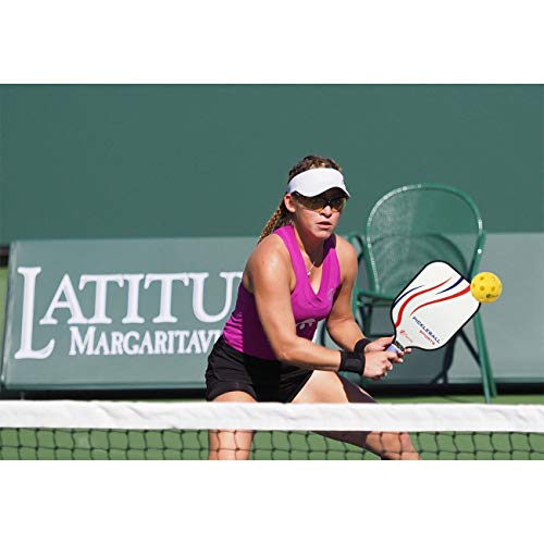 Pickleball Paddle Set,Light weight,Power Honeycomb Core Paddle and Mat surface, Octagonal handle shape，sweat absorption and stitched grip, 4.125'' handle size, 4 pickleballs, cover bag， (red blue)