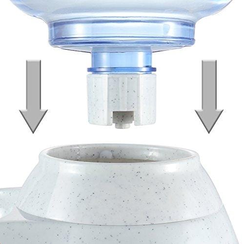 Flexzion Pet Water Dispenser Station, Self Replenish Pet Waterer Automatic Gravity Fed Drinking Fountain Stand with Antimicrobial Microban Plastic for Dog Cat Animal - (1 Gallon)