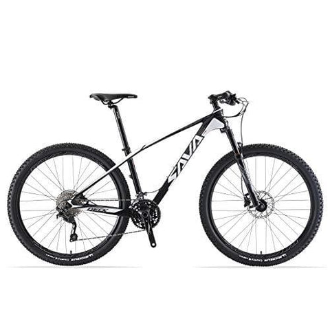 SAVADECK Carbon Fiber Mountain Bike, DECK6.0 Mountain Bicycle 26"/27.5"/29" Complete Hard Tail MTB 30 Speed Shimano M6000 DEORE Group Set (Black White,26" 17")