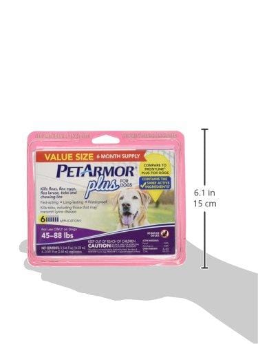 PetArmor Plus for Dogs, Flea and Tick Prevention for Large Dogs (45-88 Pounds), Includes 6 Month Supply of Topical Flea Treatments