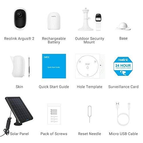 Reolink Argus 2+Solar Panel | Wireless Rechargeable Battery-Powered Security Camera for Outdoor Home Surveillance, 1080p HD 2-Way Audio Starlight Night Vision with PIR Motion Sensor SD Card Slot