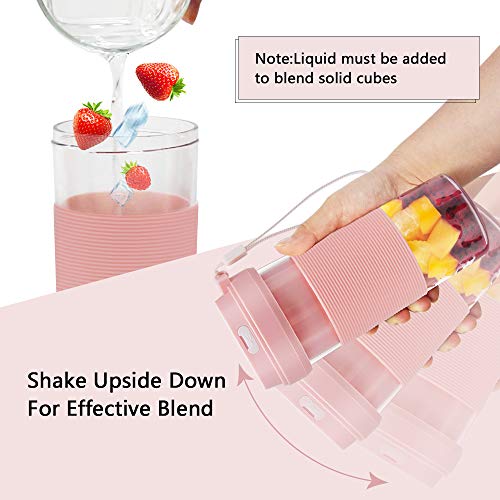 Portable Blender USB Rechargeable, CREATIVE DESIGN Small Blender Cordless Personal Blender for Shakes and Smoothies, 300ml Juice Cup for Travel Home Office
