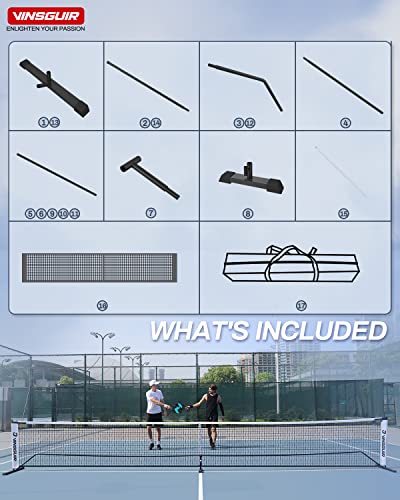 VINSGUIR Pickleball Net Portable Outdoor, 22FT Pickleball Nets Regulation Size with Metal Frame and PE Net Easy to Assemble Including Carring Bag for Driveway