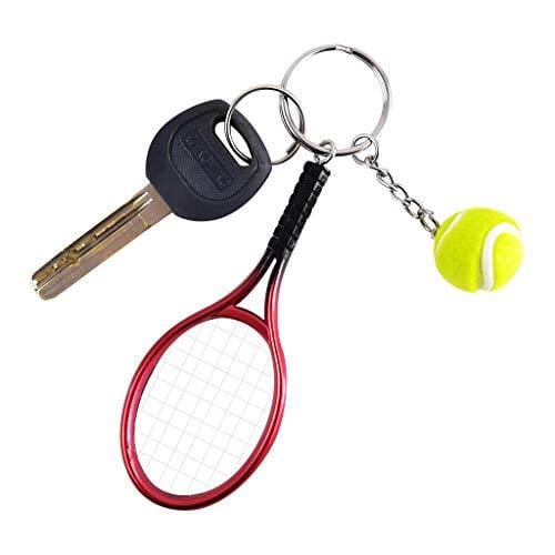 Pakala66 Tennis Racket Keychain Sport Style Tennis Ball Keyring Great Tennis Gift for Sport Lovers, 6 Color Set