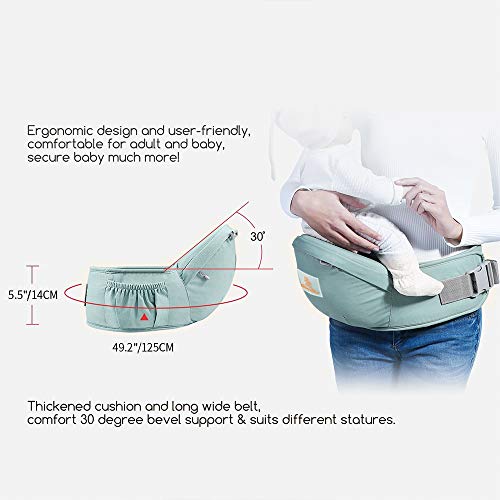 JooBebe Baby Carrier 6 in 1 Usage Front Back Infant Carrier, Soft Shoulder Strap Hip Seat Pad, 360 Ergonomic Protective, Breastfeeding Cover for All Seasons, 0-36 Months (Green)