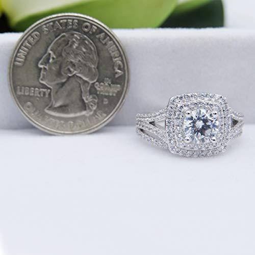 Dazzlingrock Collection 2.70 Carat (ctw) 14K Round Cubic Zirconia Ladies Bridal Engagement Ring Set, White Gold, Size 8.5