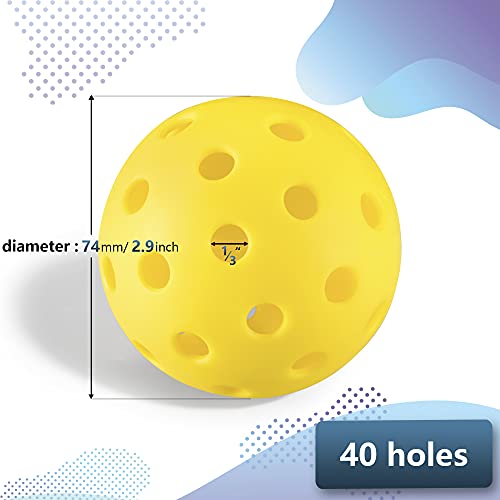 Pickleball Balls 4 Pack, Premium Outdoor Pickleball Balls for Recreational Play Family Entertaining Play Pickleball Set, Yellow+Green