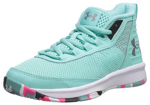 Under Armour Girls' Pre School Jet 2018 Basketball Shoe, Mermaid (300)/Black, 11K M US Little Kid