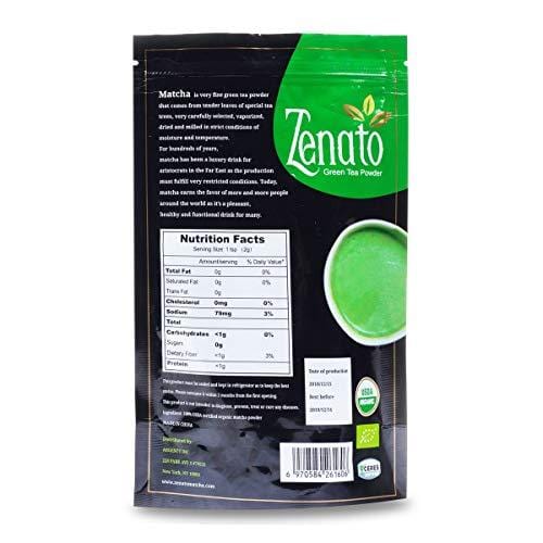 Zenato Matcha Green Tea Powder Culinary 100% USDA Organic , For Bakery, Latte, Smoothie, Cooking, 100g 3.5 oz Bag, Natural Antioxidants Benefits, Zero Additive and Sugar Free