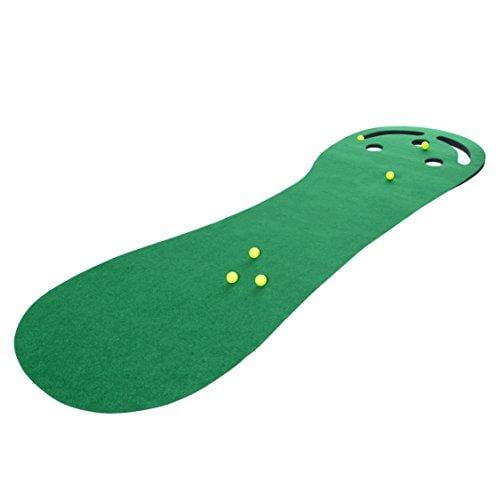 Milliard Premium Golf Putting Green Incline Mat for Indoor, Outdoor, Office and Home use with 3 Holes and Trap Cutouts 9'x3'