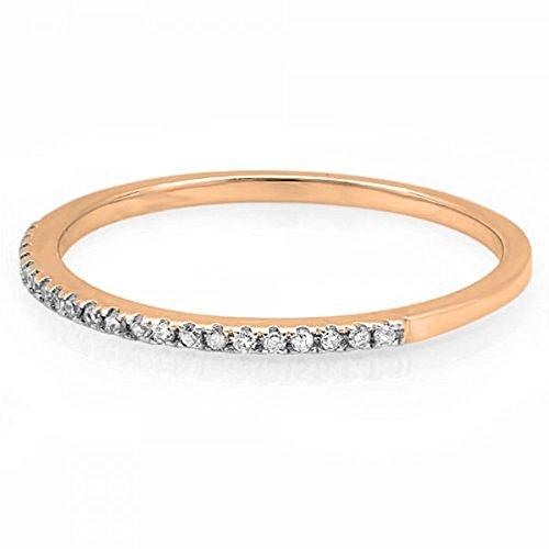 Dazzlingrock Collection 0.08 Carat (ctw) 10K Round White Diamond Ladies Anniversary Wedding Band, Rose Gold, Size 7