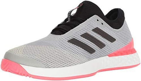 adidas Men's Adizero Ubersonic 3 Tennis Shoe, Matte Silver/Black/Flash red, 11 M US