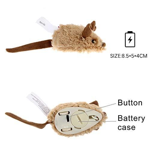 Vealind GiGwi Automatic Moving Mouse Cat Toy with Lifelike Sounds(Coffee-Ear)