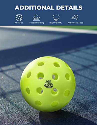 DEERFAMY 40 Pickleball Balls for Outdoor & Indoor, USAPA Approved for Sanctioned Tournament Play,4 Pack/6 Pack