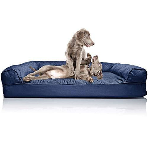 FurHaven Pet Dog Bed | Orthopedic Quilted Sofa-Style Couch Pet Bed for Dogs & Cats, Navy, Jumbo