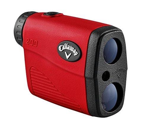 Callaway 200 (Red) Golf Rangefinder Bundle | Includes Ultra-Compact Golf Laser Rangefinder, PlayBetter Microfiber Towel and Two (2) CR2 Batteries