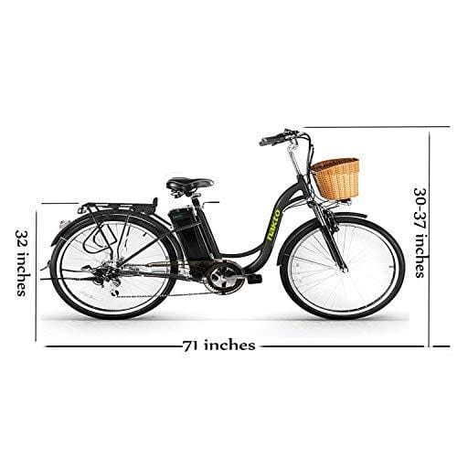 Nakto 26" 250W Cargo-Electric Bicycle 6 speed e-Bike 36V Lithium Battery Aadult/Young Adult-Women (Black)