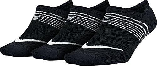 NIKE Women's Everyday Plus Lightweight Footies (3 Pairs), Black/White, Medium