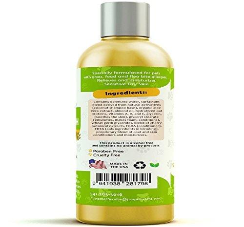 Pro Pet Works All Natural Oatmeal Dog Shampoo + Conditioner for Dogs, Cats and Small Animals-Hypoallergenic and Soap Free Blend with Aloe for Allergies & Sensitive Skin- 17oz