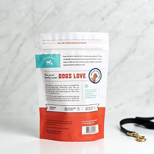 Rocco & Roxie - Jerky Dog Treats Made in USA - Slow Roasted Snacks for Dogs - Natural Grain Free Pet Treat Soft Chews - Delicious, Tender and Healthy 6" Jerkey Sticks - All USDA Inspected Beef - Dig