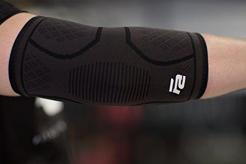 Fit Active Sports Compression Elbow Sleeve Support Brace for Tennis, Golfers, Tendonitis, Weightlifting, Bursitis, Workouts, Gym, Recovery, Pain Relief. Wear Anywhere