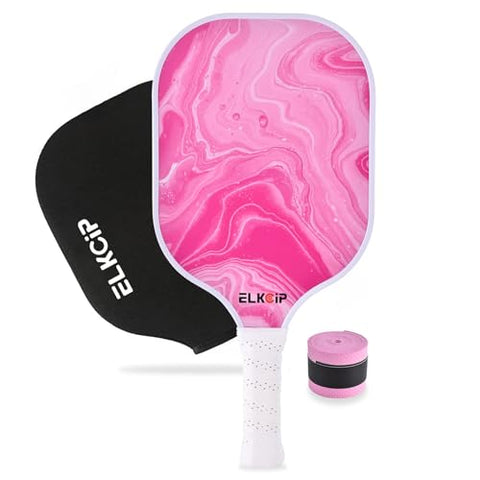 Composite Pink Pickleball Paddle with Cover for Women, Graphite Carbon Fiber Polypropylene Honeycomb Core Pickle Ball Racquet Gift for Mother Wife Grandmother Girlfriend, Pink Marble