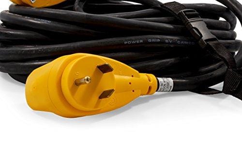 Camco Heavy Duty RV Auto Extension Cord with PowerGrip Handle, Includes Convenient Carrying Strap - 50ft (10 Gauge, 30 Amp) (55197)