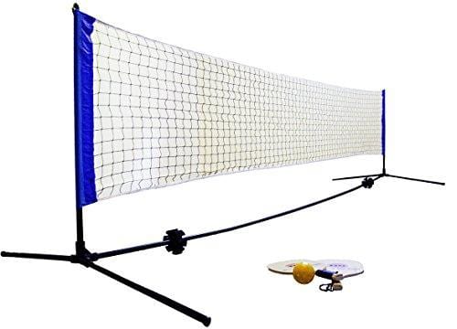 Driveway Games Portable Outdoor Pickleball Set. 2 Wood Racket Paddles, 2 Pickelballs, Bag and Net System Equipment