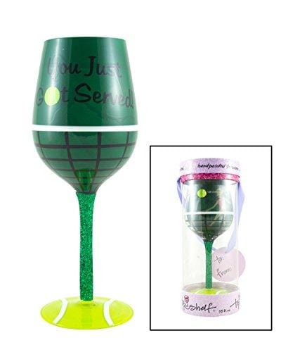 Top Shelf “You Got Served” Tennis Lover Wine Glass – Novelty Gifts for Women