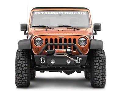 Redrock 4x4 Attack Stubby Front Bumper with Winch Mount and D-Rings for Jeep Wrangler JK/JL 2007-2020