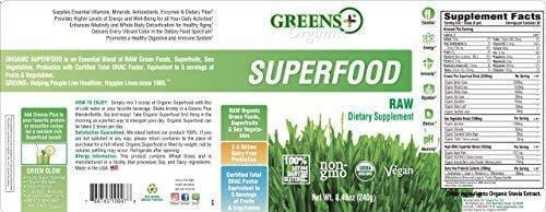 Greens Plus Organics Super-Food Raw | Non GMO | Dietary Supplement Greens Powder - 8.46 oz