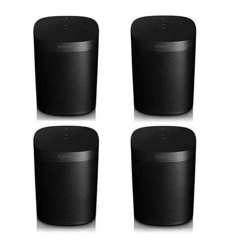 Sonos One 4 Pack (Gen 2) Smart Speaker with Built-in Alexa Voice Control, Wi-Fi, Black