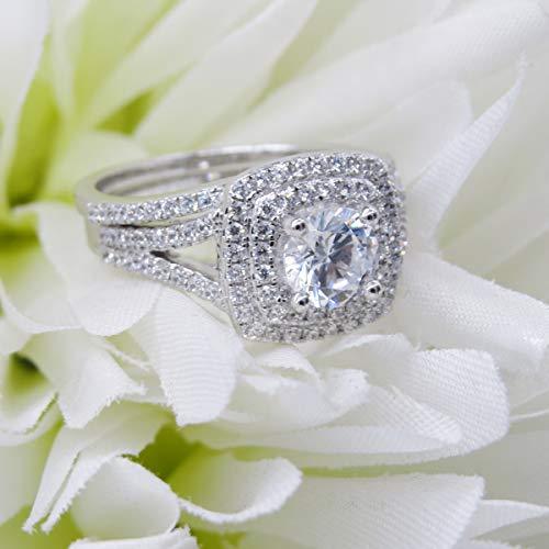 Dazzlingrock Collection 2.70 Carat (ctw) 14K Round Cubic Zirconia Ladies Bridal Engagement Ring Set, White Gold, Size 8.5