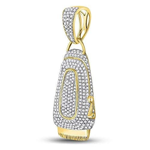 Dazzlingrock Collection 10kt Yellow Gold Mens Round Diamond Barber Clipper Trimmer Charm Pendant 1.00 Cttw