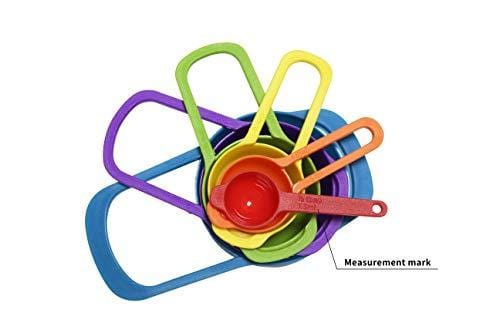 Mixing Bowls Set with 10 Nesting Bowls Stackable Measuring Cups Sieve Strainer Colander for Salad/Cooking/Baking/Food Prep, 11-Piece,Multicolor