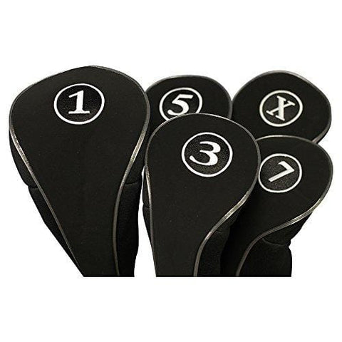 Black Golf Zipper Head Covers Driver 1 3 5 7 X Fairway Woods Headcovers Metal Neoprene Traditional Plain Protective Covers Fits All Fairway Clubs