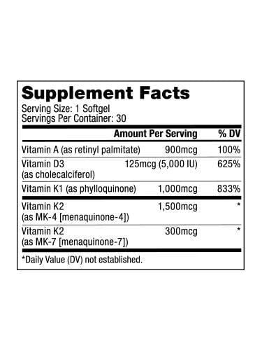 Bulletproof Vitamins A-D-K, High Potency, Heart, Bone and Immune, Vitamins A, D3 (5,000 IU), K1, K2 (MK7 and MK4), No Soy
