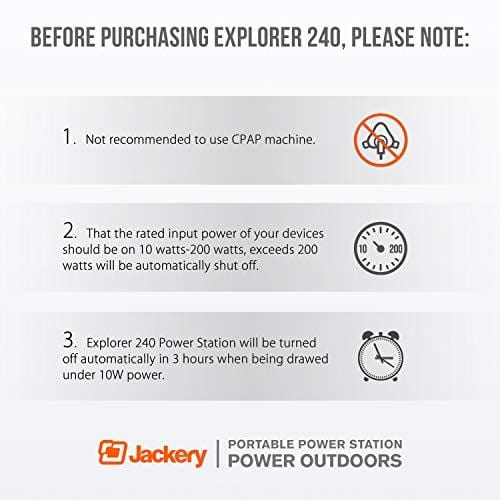 Jackery Portable Power Station Explorer 240, 240Wh Emergency Backup Lithium Battery, 110V/200W Pure Sinewave AC Outlet, Solar Generator for Outdoors Camping Travel Fishing Hunting