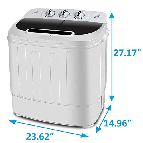 ZENY 2-in-1 Compact Mini Twin Tub Washing Machine w/Spin Cycle Dryer, 13Lbs Capacity w/Hose, Space/Time/Energy Saving