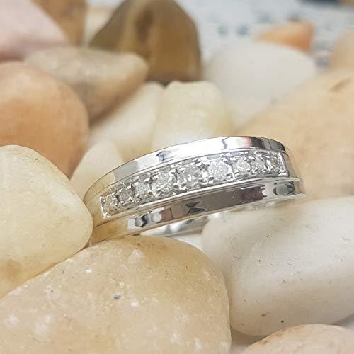 Dazzlingrock Collection 0.23 Carat (ctw) Sterling Silver Round Real Diamond Men's Wedding Anniversary Band Ring 1/4 CT, Size 9