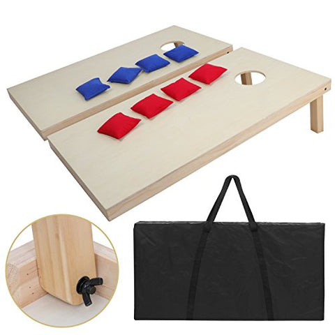 3ft X 2 ft Cornhole Bean Bag Toss Game Set Solid Wood Portable Design W/Carrying Case for Tailgate Party Backyard BBQ
