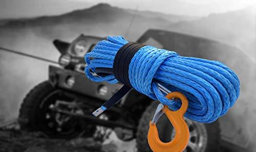 Blue 3/8"100feet Synthetic Winch Rope,Winch Cable,Winch Line for ATV Jeep Truck SUV Electric Winch