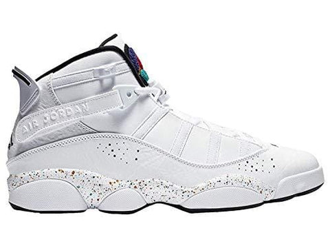 Nike Men's Jordan 6 Rings White/Black/Grey Fog Leather Basketball Shoes 11.5 M US
