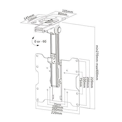InstallerParts 17"-37" TV Aluminum Ceiling Folding TV Mount for Under Cabinet, RV TV Mount and is a Retractable Mount