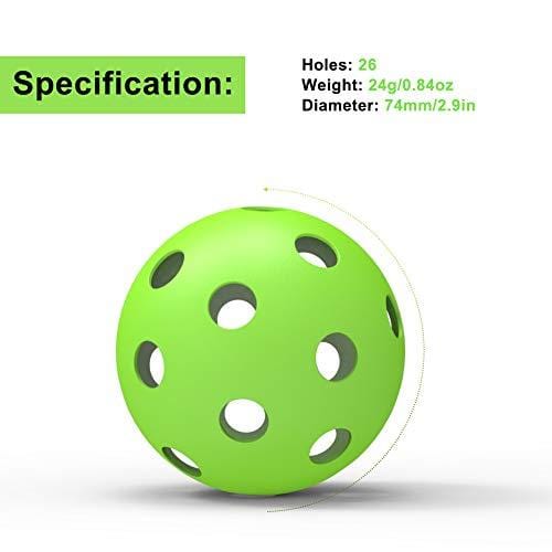 ZOEA Pickleball Balls Outdoor neon with 26 Drilled Holes (Durable/consistent Flight and Bounce) 3 Pack Set&6 Pack Set