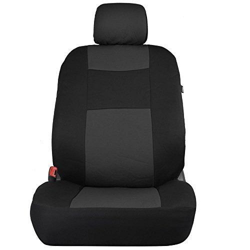 BDK OS309CC Charcoal Gray Polypro Black/Car Seat Cover, Easy Wrap Two-Tone Accent for Auto, Split Bench